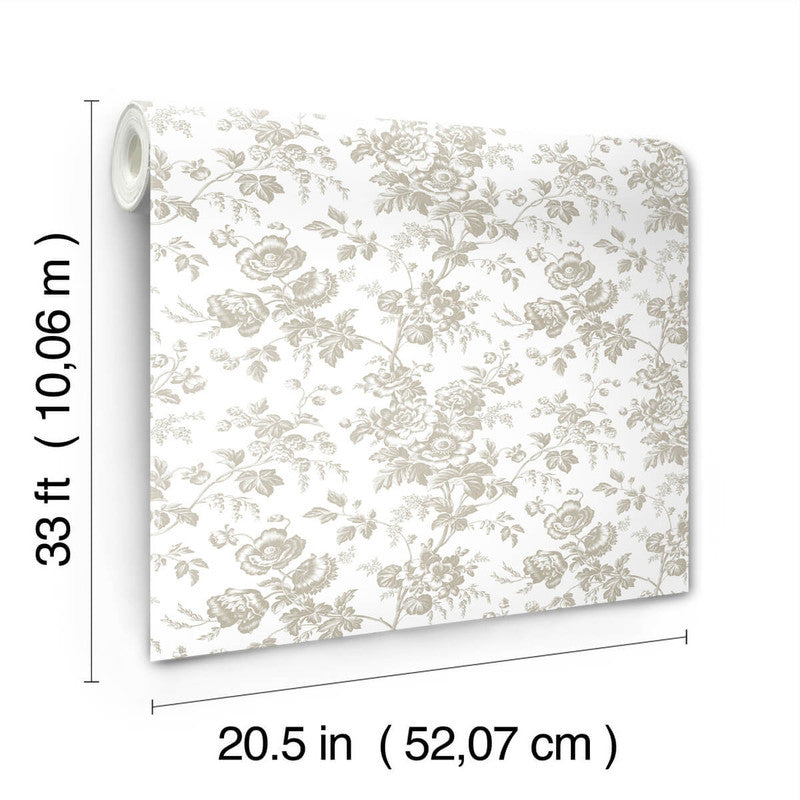media image for Anemone Toile Wallpaper in Taupe 264