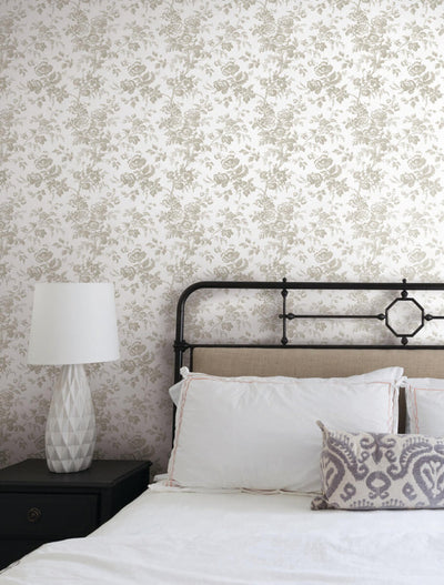 product image for Anemone Toile Wallpaper in Taupe 74