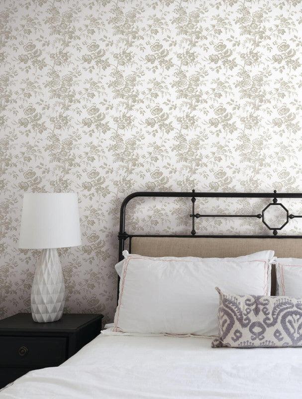 media image for Anemone Toile Wallpaper in Taupe 298