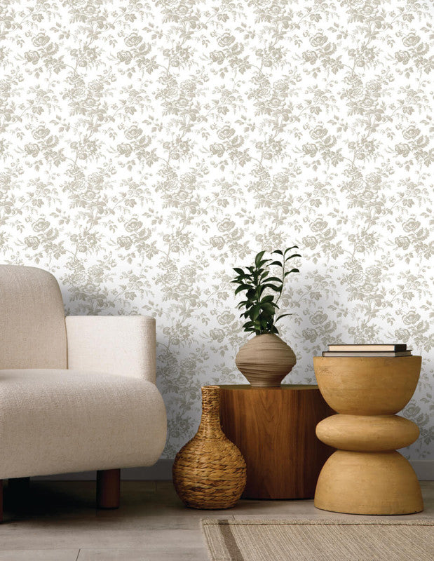 media image for Anemone Toile Wallpaper in Taupe 274