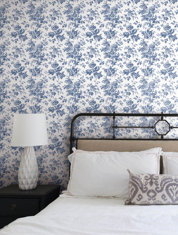 media image for Anemone Toile Wallpaper in Navy 254