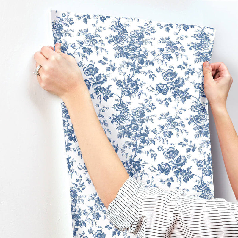 media image for Anemone Toile Wallpaper in Navy 274