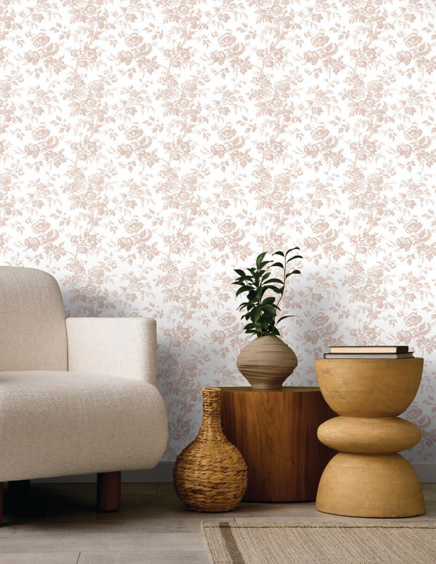 media image for Anemone Toile Wallpaper in Blush 283