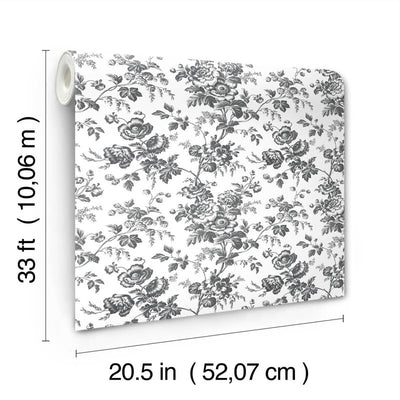 product image for Anemone Toile Wallpaper in Black 73
