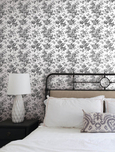 product image for Anemone Toile Wallpaper in Black 31