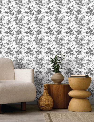 product image for Anemone Toile Wallpaper in Black 7