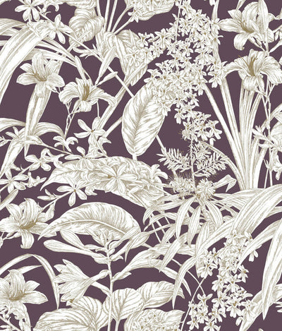 product image of Orchid Conservatory Toile Wallpaper in Mulberry 569