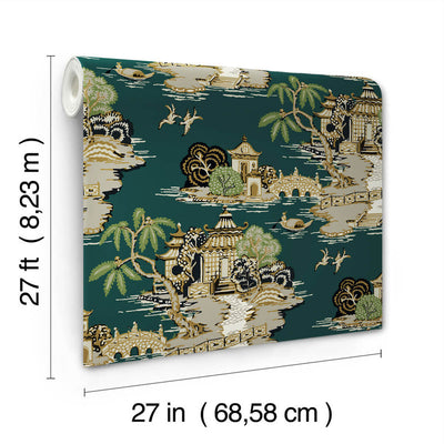 product image for Pagoda And Sampan Scenic Wallpaper in Forest 67