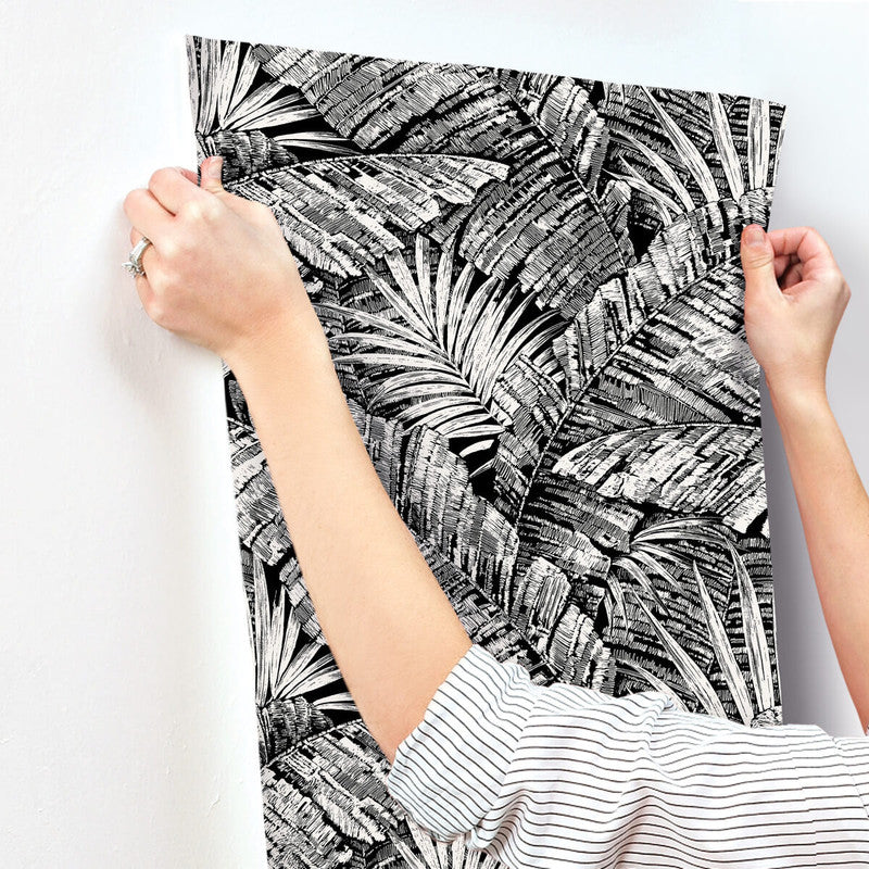 media image for Palm Cove Toile Wallpaper in White & Black 242