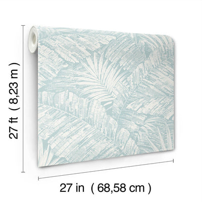 product image for Palm Cove Toile Wallpaper in White & Blue 60