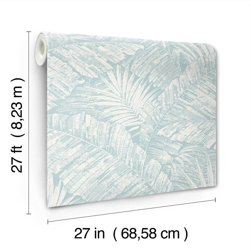 media image for Palm Cove Toile Wallpaper in White & Blue 285