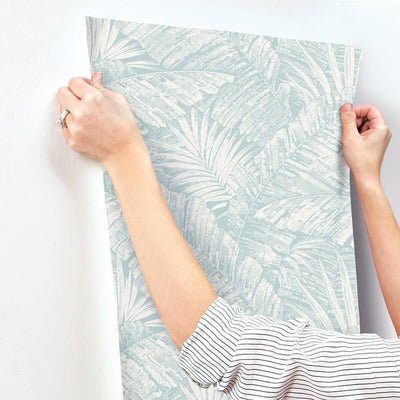product image for Palm Cove Toile Wallpaper in White & Blue 36