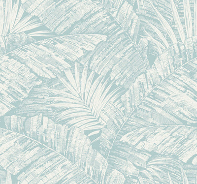product image of Palm Cove Toile Wallpaper in White & Blue 547