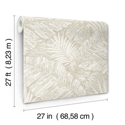 product image for Palm Cove Toile Wallpaper in White & Taupe 75