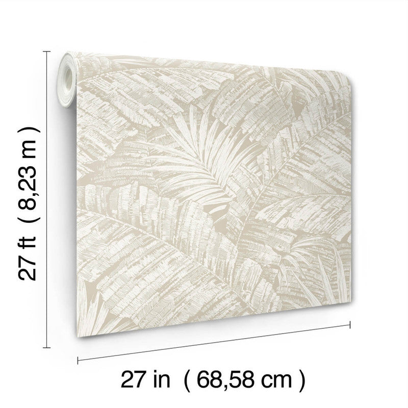 media image for Palm Cove Toile Wallpaper in White & Taupe 241