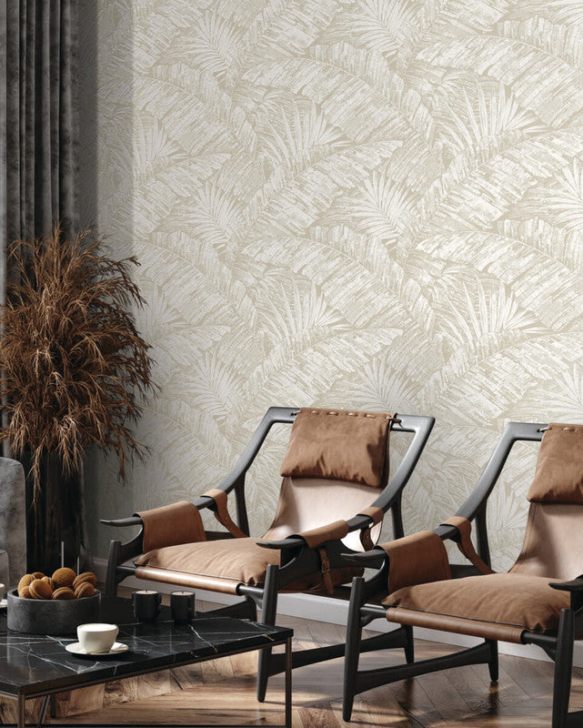 media image for Palm Cove Toile Wallpaper in White & Taupe 279