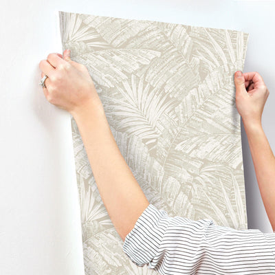 product image for Palm Cove Toile Wallpaper in White & Taupe 32