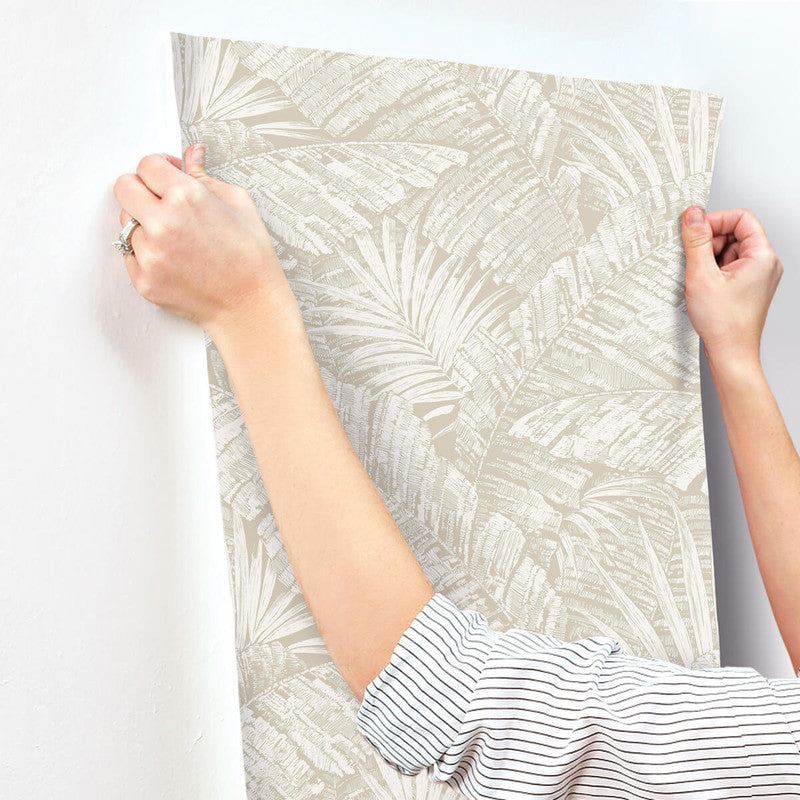 media image for Palm Cove Toile Wallpaper in White & Taupe 216