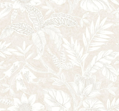 product image of Rainforest Leaves Wallpaper in Sand Dune and Brushed Taupe from the Boho Rhapsody Collection by Seabrook Wallcoverings 522