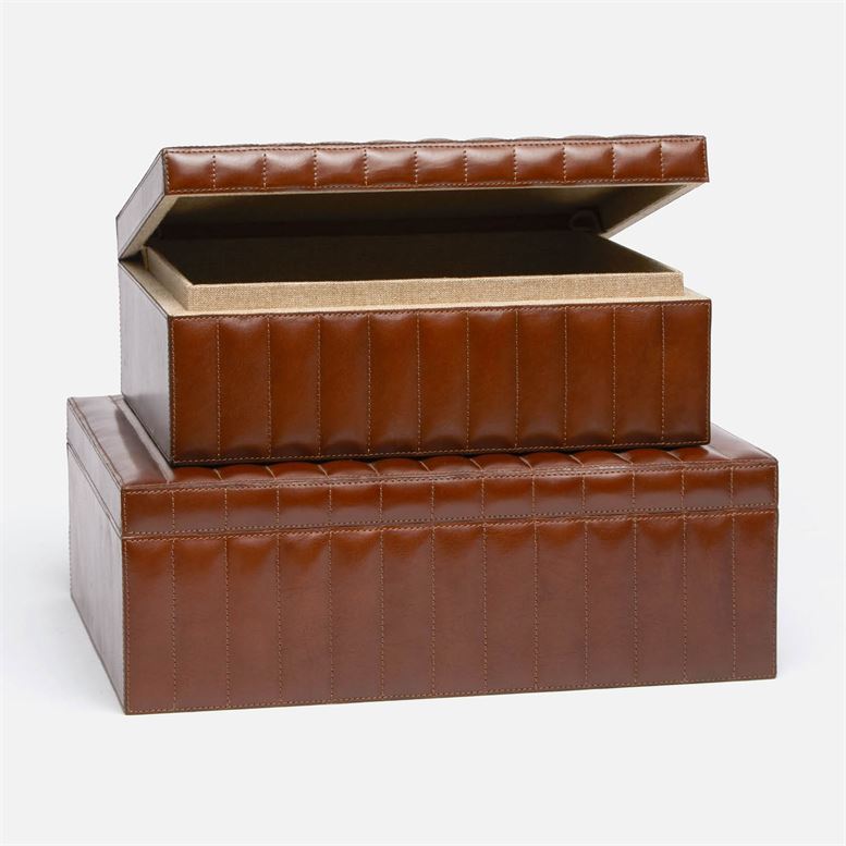 media image for Rayford Quilted Leather Boxes, Set of 2 297