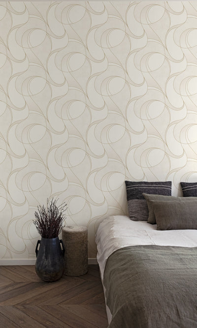 product image for Abstract Geometric Swirl Wallpaper in Red by Walls Republic 63