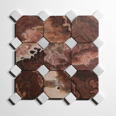 product image for Red Onyx Accent Glacier White Tile Sample 84