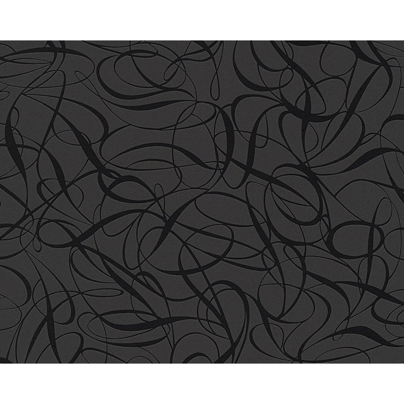 media image for Ribbon Wallpaper in Black and Metallic design by BD Wall 21