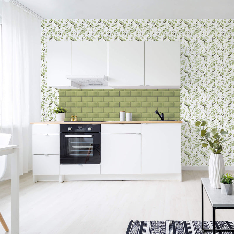 media image for Olive Drupe Green/Black Wallpaper from the Just Kitchens Collection by Galerie Wallcoverings 215
