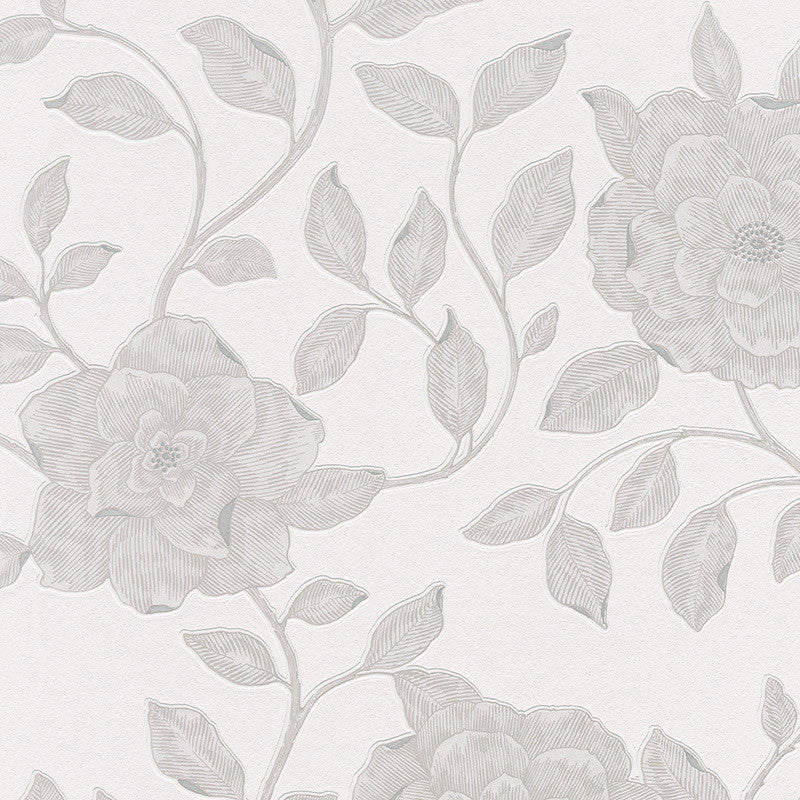 media image for Roses Floral Wallpaper in Cream and Metallic design by BD Wall 251