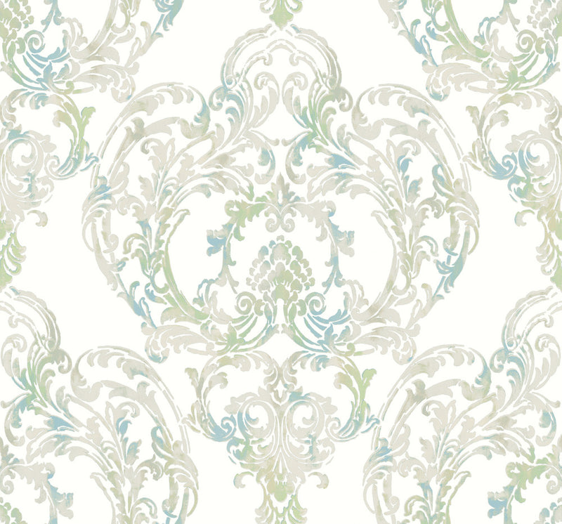 media image for Roxen Wallpaper in Blue and Green from the Lugano Collection by Seabrook Wallcoverings 221