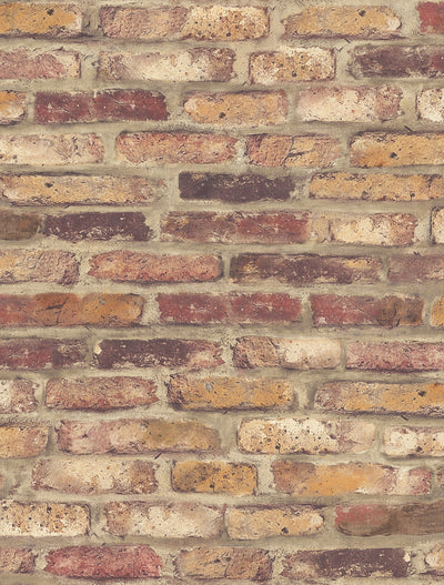 product image of Rustic Faux Brick Peel-and-Stick Wallpaper in Red by NextWall 52