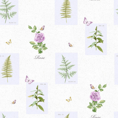 product image of Rose Botanical Motif Wallpaper in Purple/Lilac 556