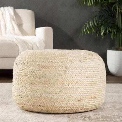 product image for Mesa Beige Solid Round Pouf 90