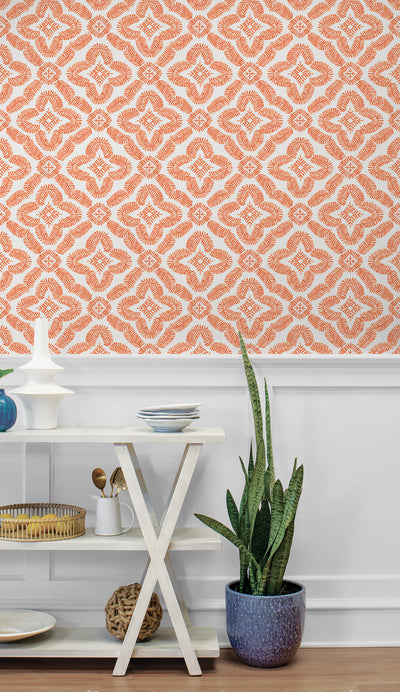 product image for Talia Botanical Medallion Wallpaper in Salmon 27