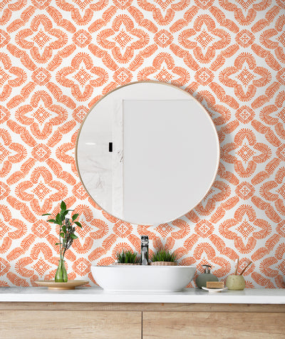 product image for Talia Botanical Medallion Wallpaper in Salmon 89
