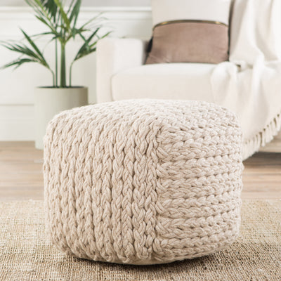 product image for Kyran Cream Textured Square Pouf 62