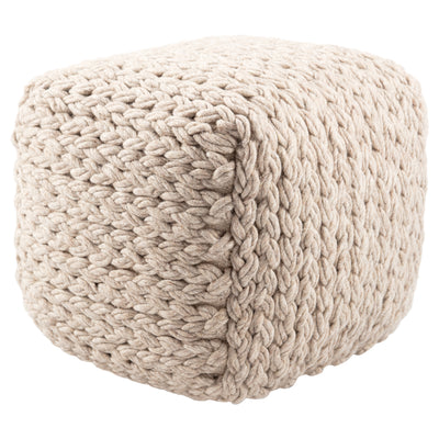 product image of Kyran Cream Textured Square Pouf 56