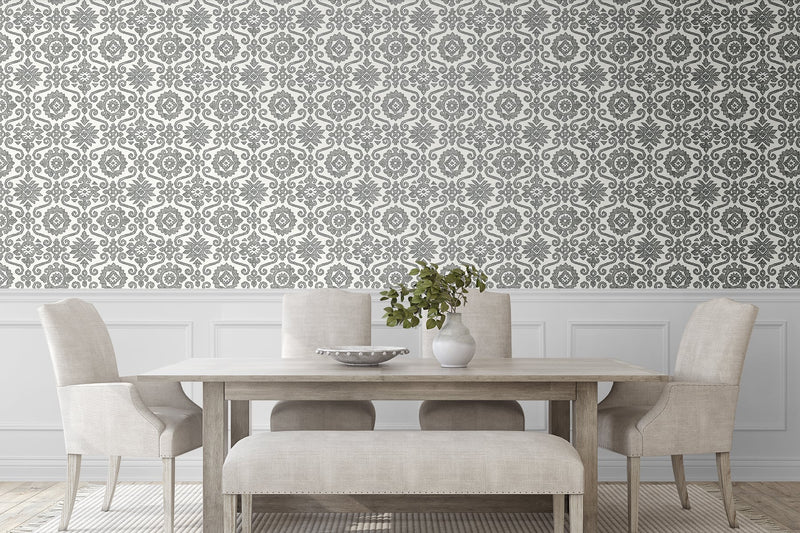 media image for Augustine Peel-and-Stick Wallpaper in Charcoal and Linen by Stacy Garcia for NextWall 251