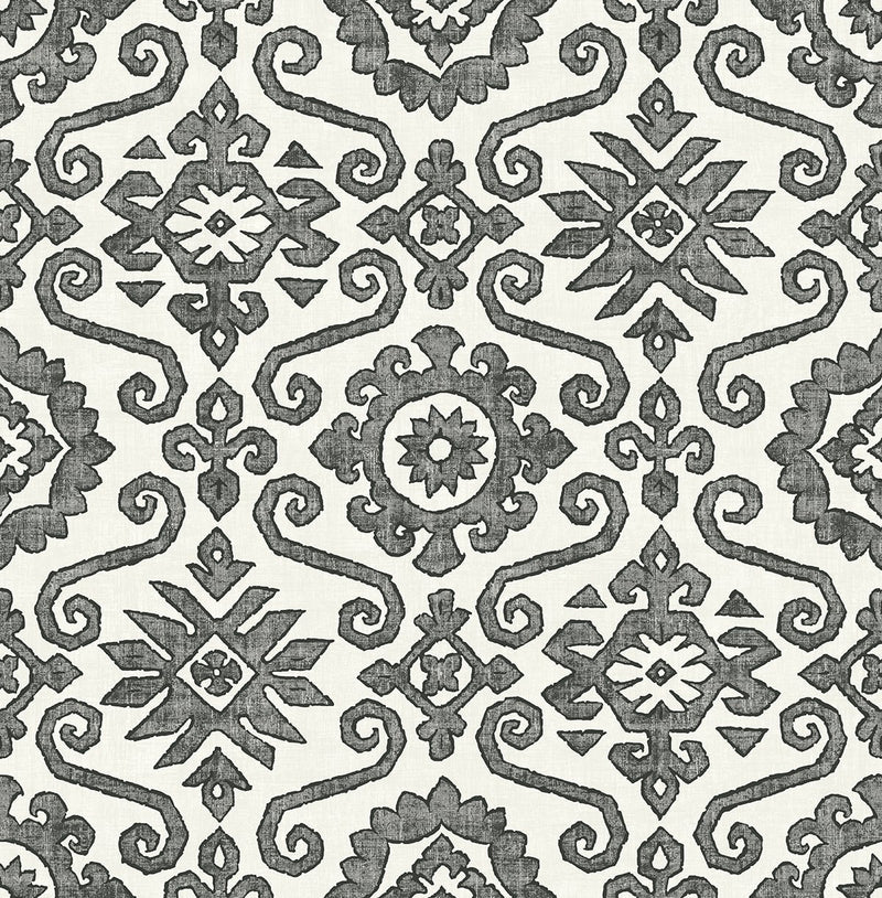 media image for Augustine Peel-and-Stick Wallpaper in Charcoal and Linen by Stacy Garcia for NextWall 288