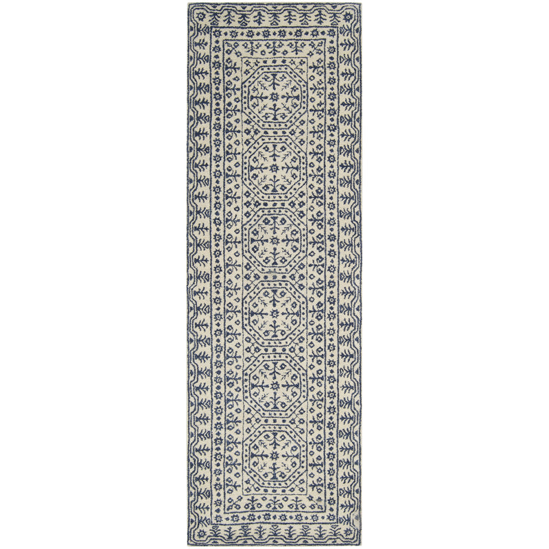 media image for Smithsonian Collection New Zealand Wool Area Rug in Dark Slate Blue and Ivory design by Smithsonian 216