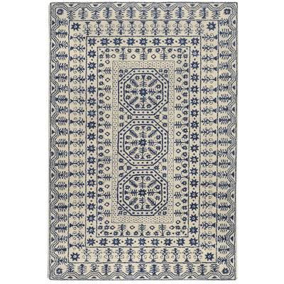 product image for Smithsonian Collection New Zealand Wool Area Rug in Dark Slate Blue and Ivory design by Smithsonian 93