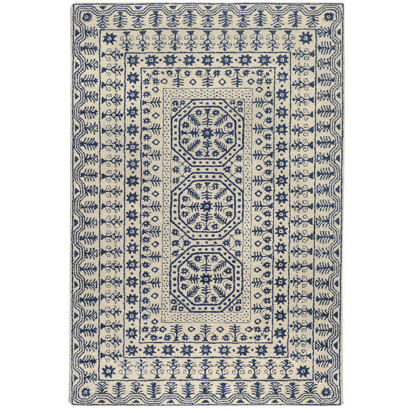 media image for Smithsonian Collection New Zealand Wool Area Rug in Dark Slate Blue and Ivory design by Smithsonian 21
