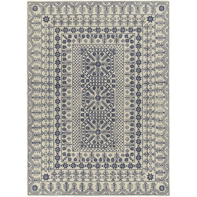 product image for Smithsonian Collection New Zealand Wool Area Rug in Dark Slate Blue and Ivory design by Smithsonian 53