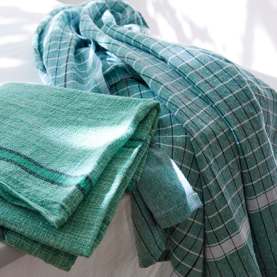 product image for Found Towel With Cross Hatch & Stripe - Set of 2 - Green 2 33
