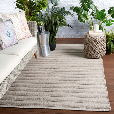 product image for Miradero Indoor/Outdoor Striped Light Grey Rug by Jaipur Living 48