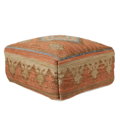 product image for ember indoor outdoor tribal pouf in orange blue by jaipur living 1 70