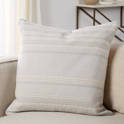 product image of velika striped light blue cream down pillow by jaipur living plw104002 1 567