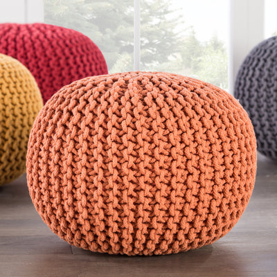 product image for Visby Orange Textured Round Pouf 0