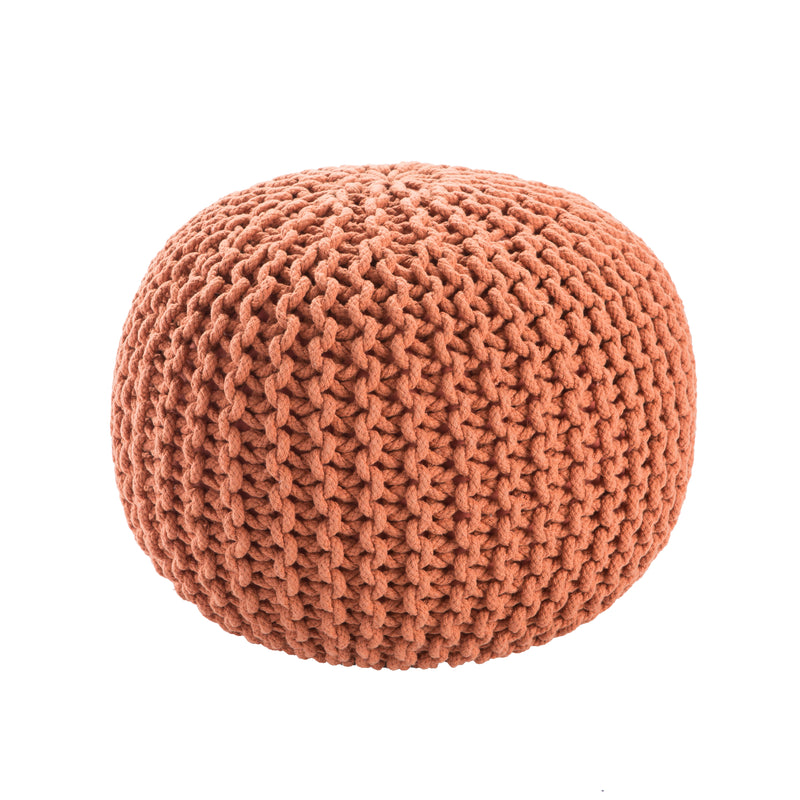 media image for Visby Orange Textured Round Pouf 239
