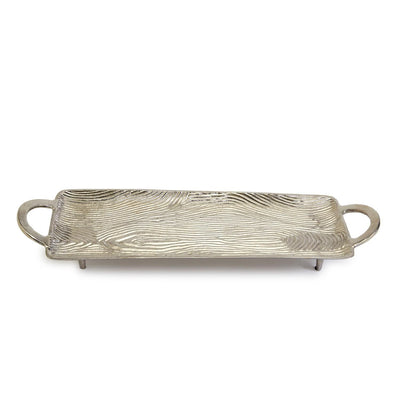 product image of Silver Wood Grain Rectangular Footed Tray By Tozai Szd004 1 531